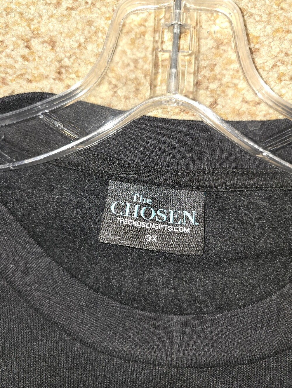 The Chosen Black Crewneck Sweatshirt w/Teal & White embroidered fish detail - Picture 3 of 4